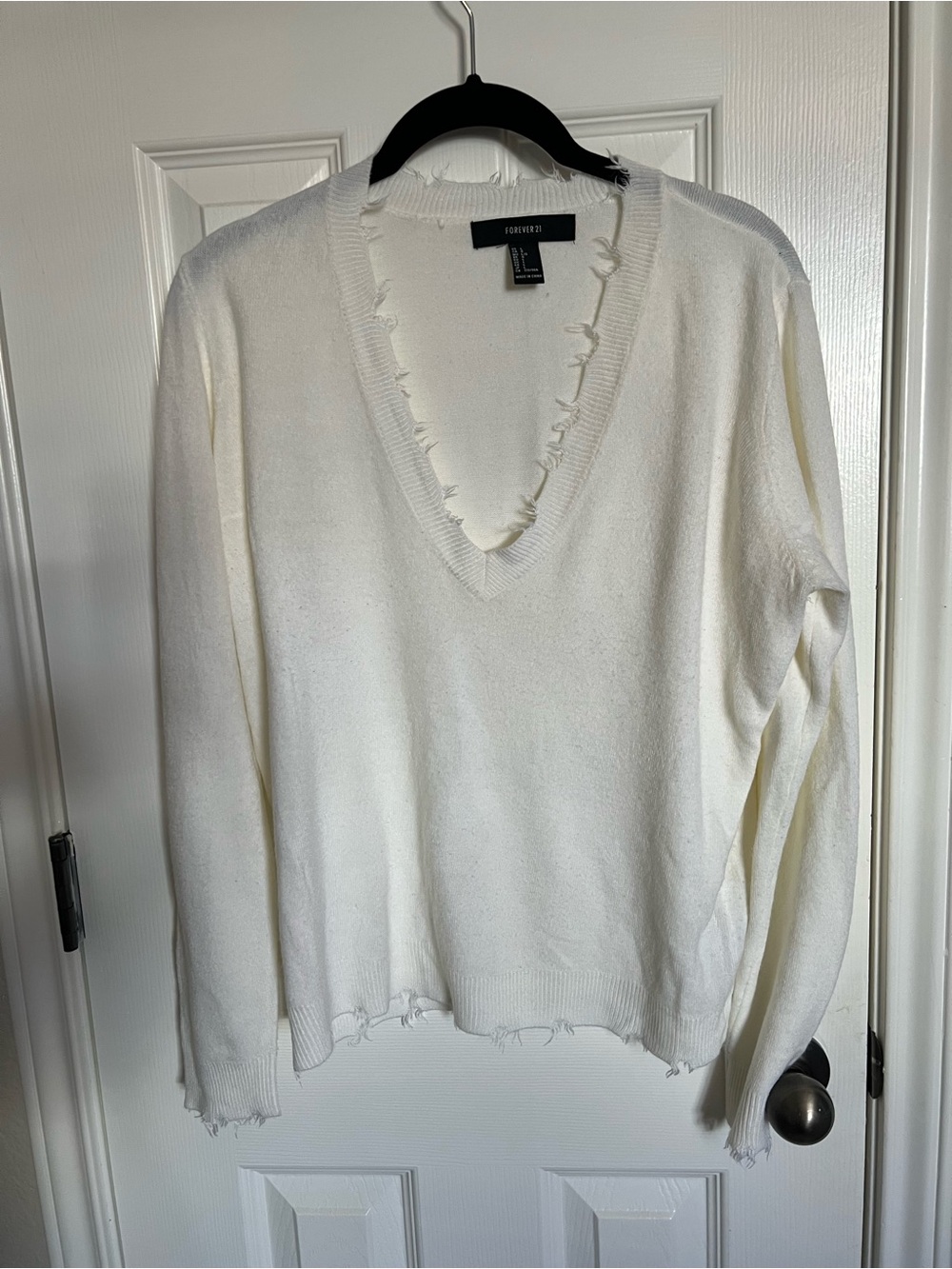 White V-Neck Sweater